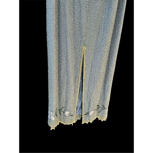 Laurence Kazar silk beaded long formal periwinkle blue purple floral 14W new - Picture 4 of 12
